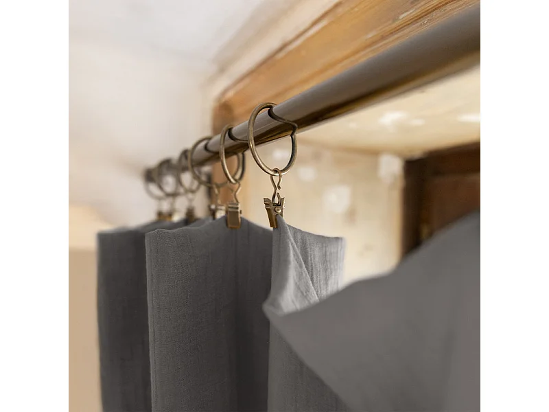 Rideau ajustable 140 x 300 cm en double gaze de coton gris - PEPA