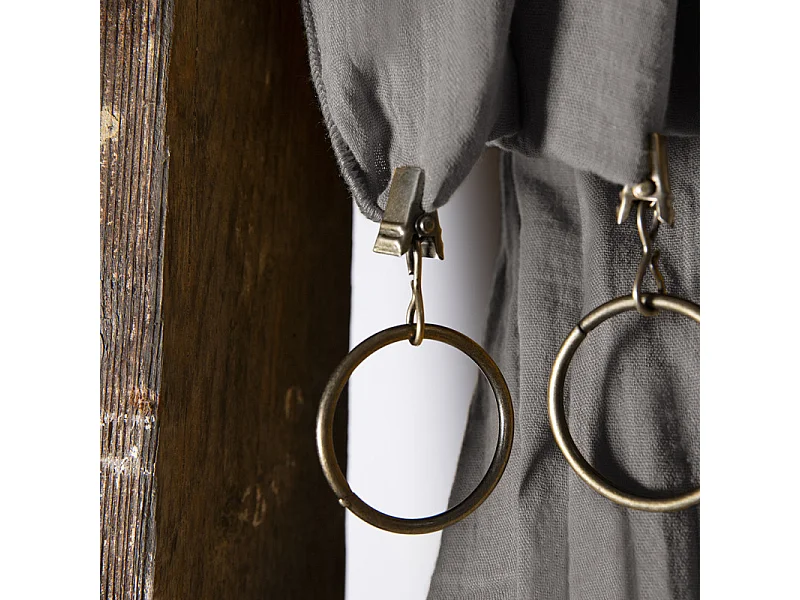 Rideau ajustable 140 x 300 cm en double gaze de coton gris - PEPA