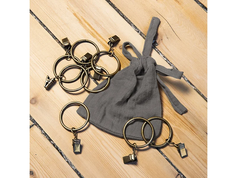 Rideau ajustable 140 x 300 cm en double gaze de coton gris - PEPA