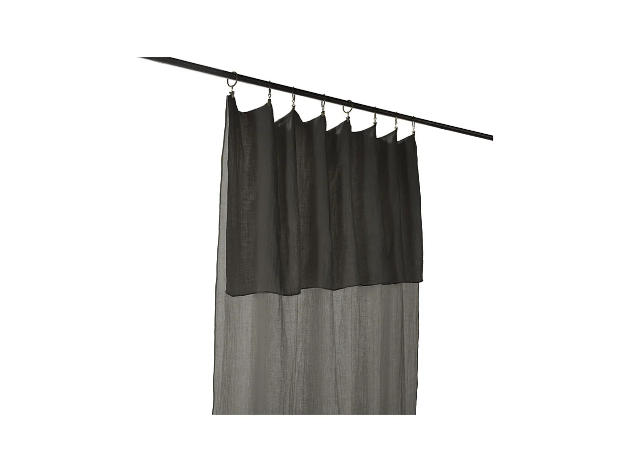 Rideau ajustable 140 x 300 cm en double gaze de coton gris - PEPA
