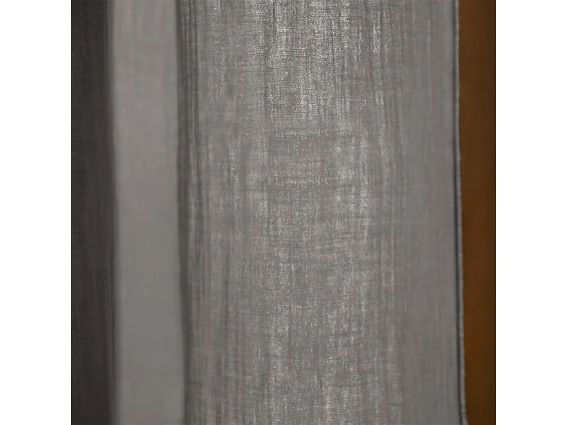 Rideau ajustable 140 x 300 cm en double gaze de coton gris - PEPA