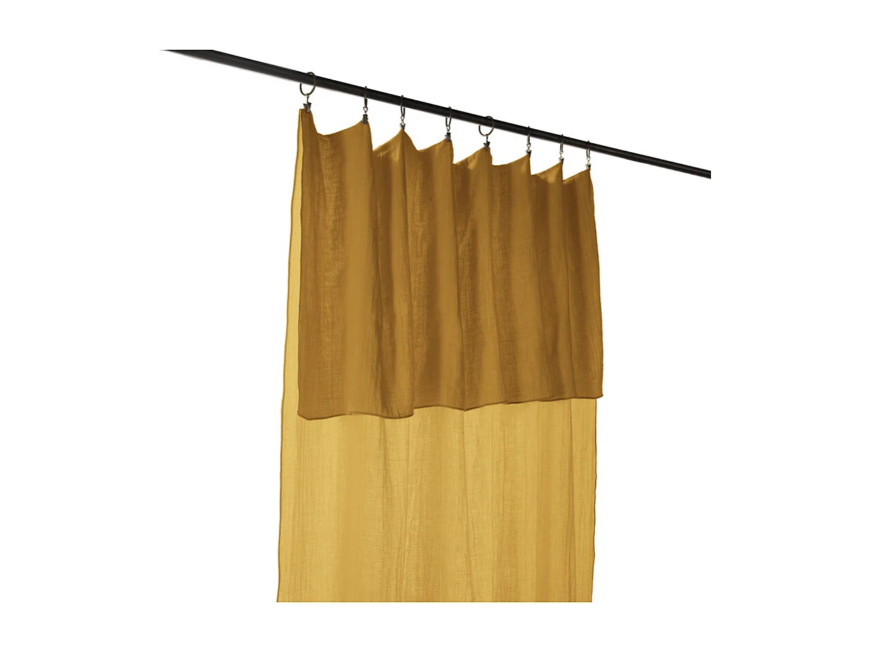 Rideau ajustable 140 x 300 cm en double gaze de coton jaune - PEPA