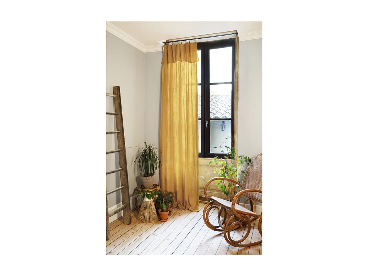 Rideau ajustable 140 x 300 cm en double gaze de coton jaune - PEPA