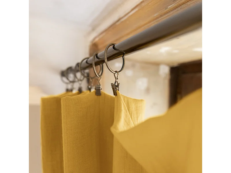 Rideau ajustable 140 x 300 cm en double gaze de coton jaune - PEPA