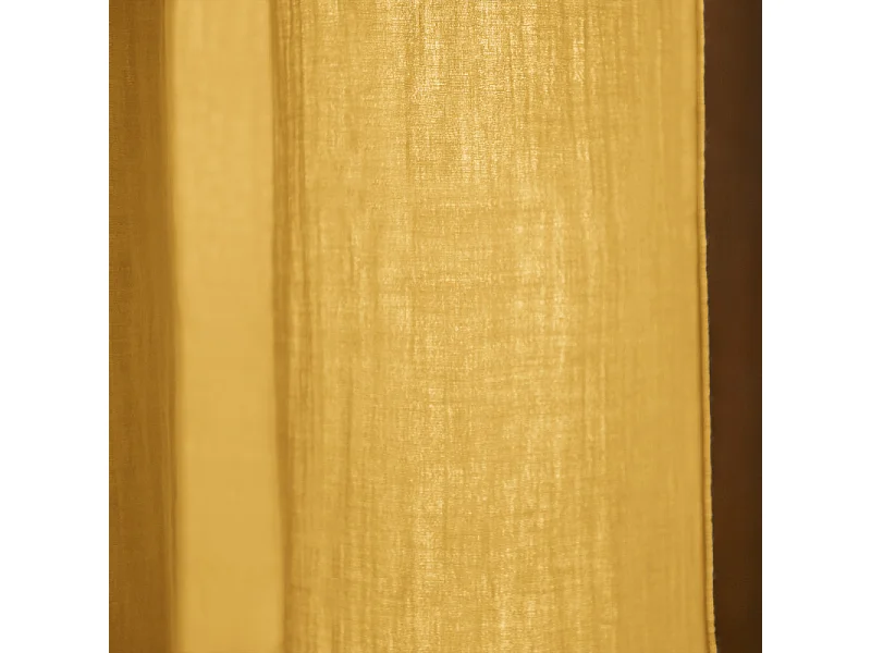 Rideau ajustable 140 x 300 cm en double gaze de coton jaune - PEPA