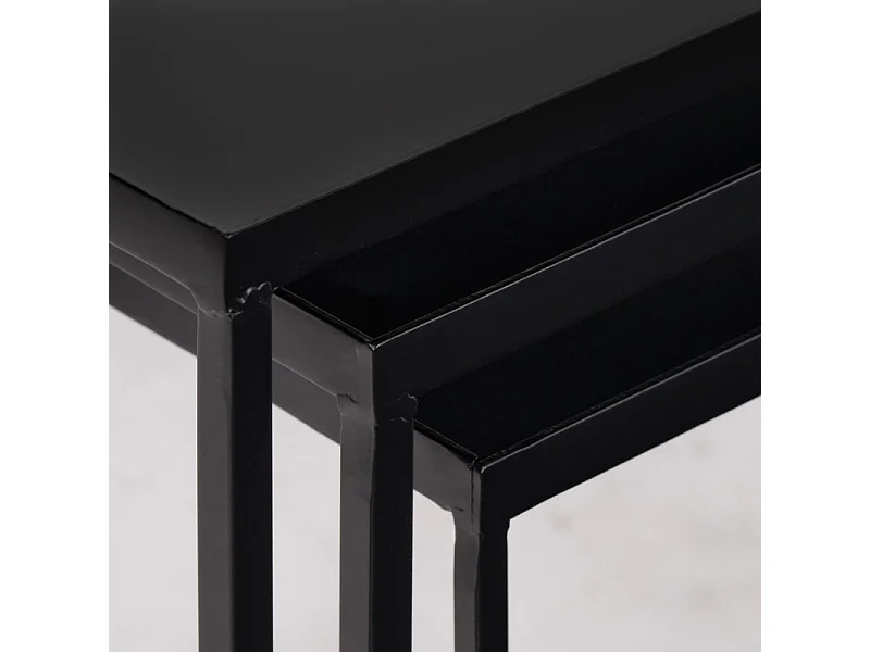 Set 3 tables d'appoint / Consoles gigognes en métal noir - JOEY 3478