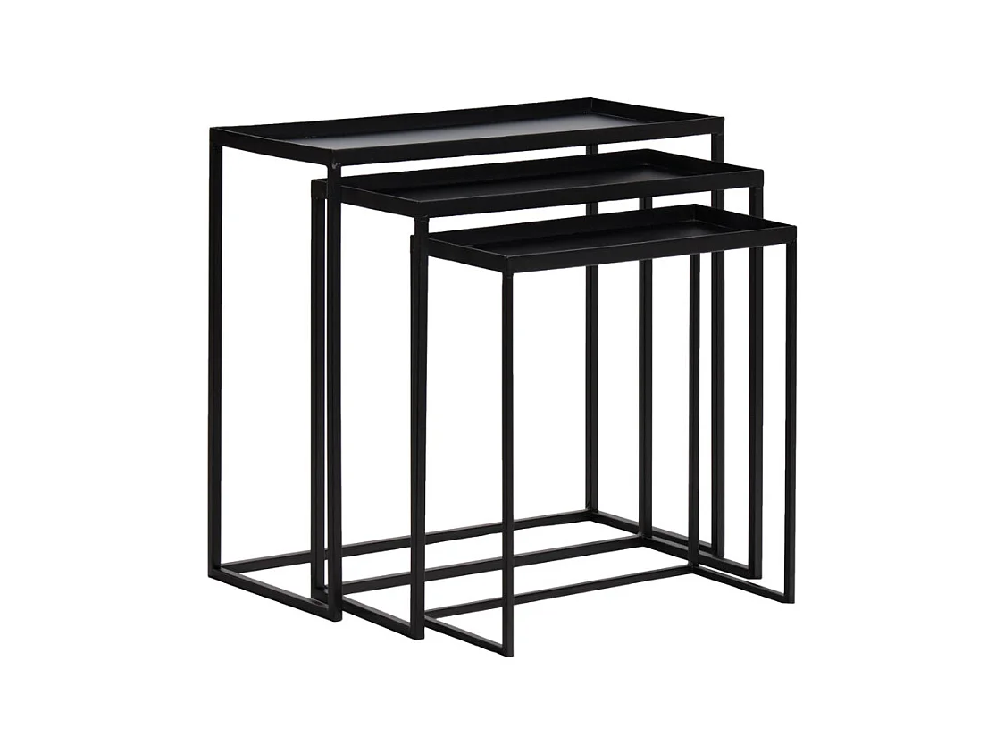 Set 3 tables d'appoint / Consoles gigognes en métal noir - JOEY 3478