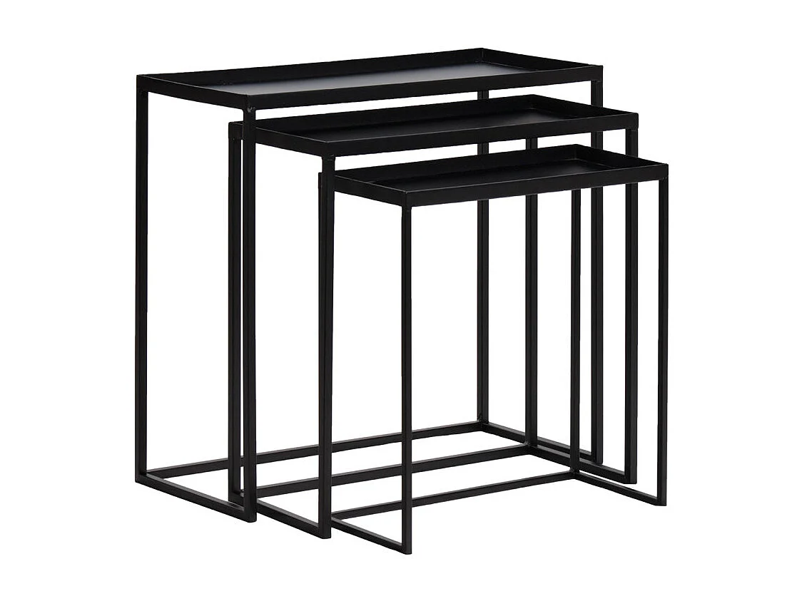 Set 3 tables d'appoint / Consoles gigognes en métal noir - JOEY 3478