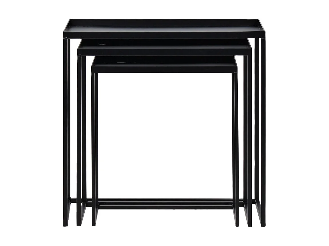 Set 3 tables d'appoint / Consoles gigognes en métal noir - JOEY 3478