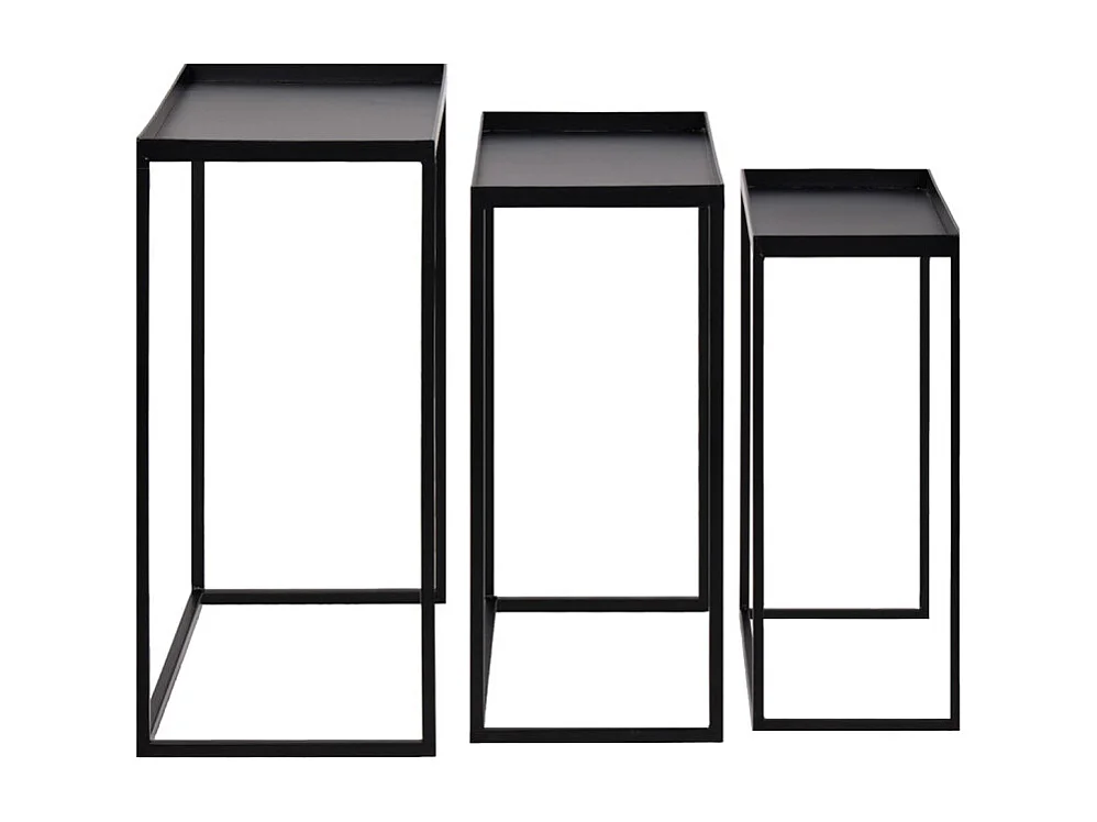 Set 3 tables d'appoint / Consoles gigognes en métal noir - JOEY 3478