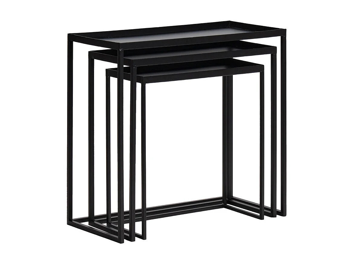 Set 3 tables d'appoint / Consoles gigognes en métal noir - JOEY 3478