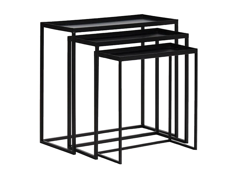 Set 3 tables d'appoint / Consoles gigognes en métal noir - JOEY 3478