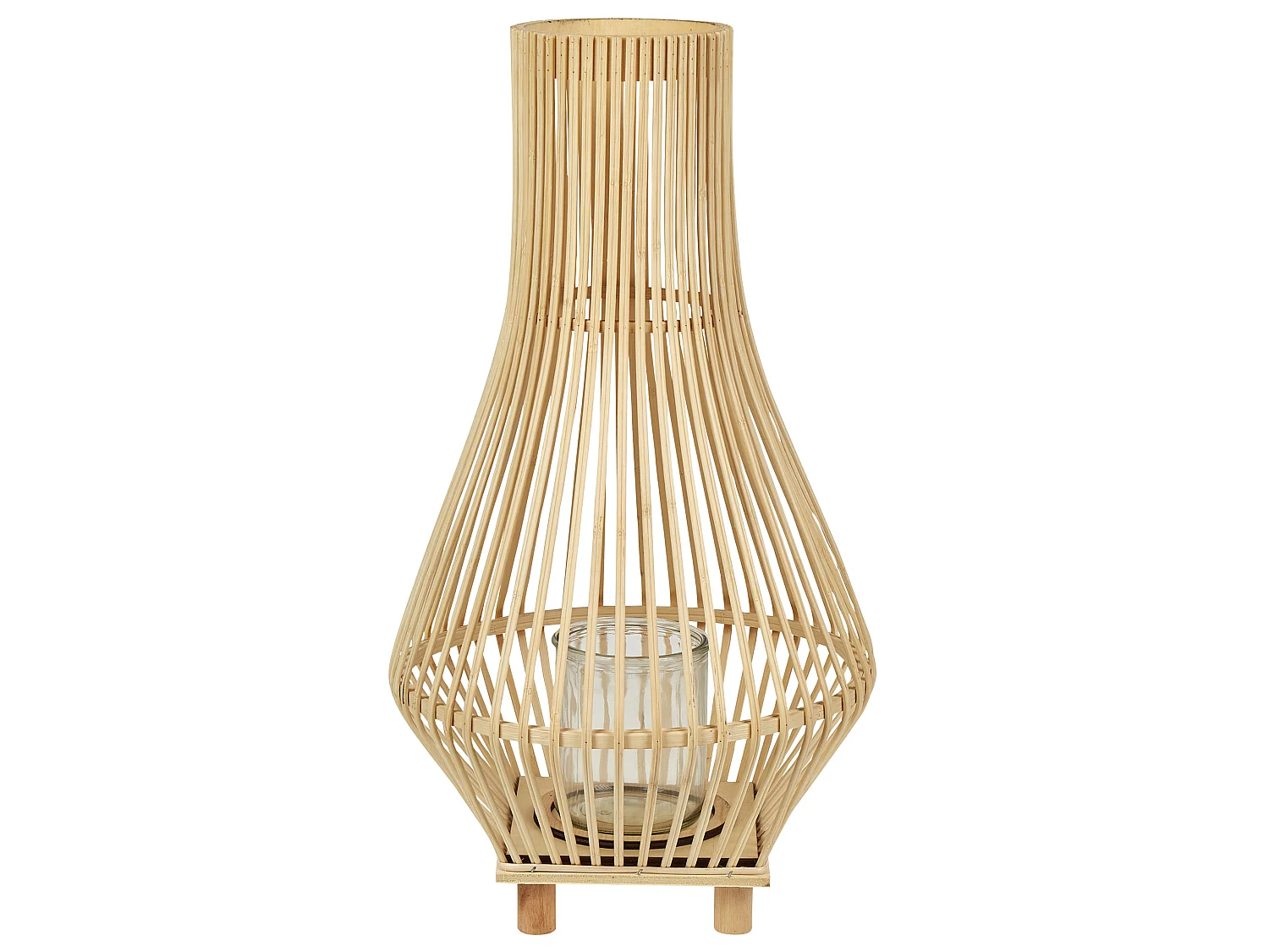 Lantern LEYTE Willow Wood 58 cm Light Brown
