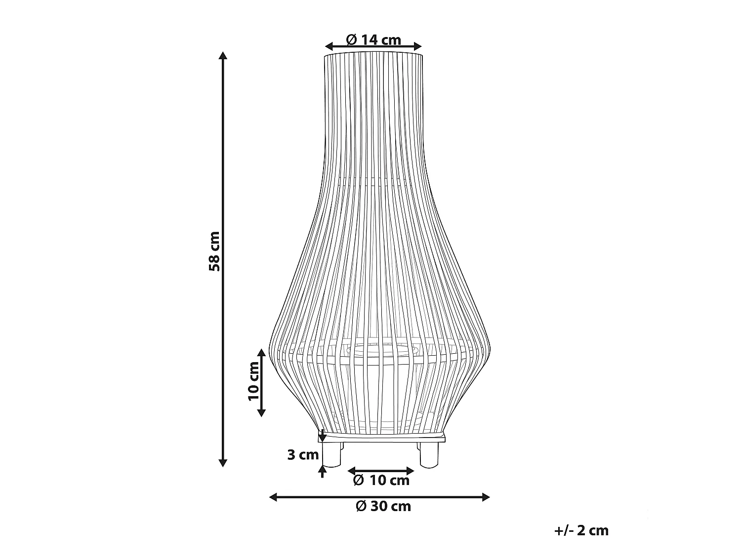 Lantern LEYTE Willow Wood 58 cm Light Brown