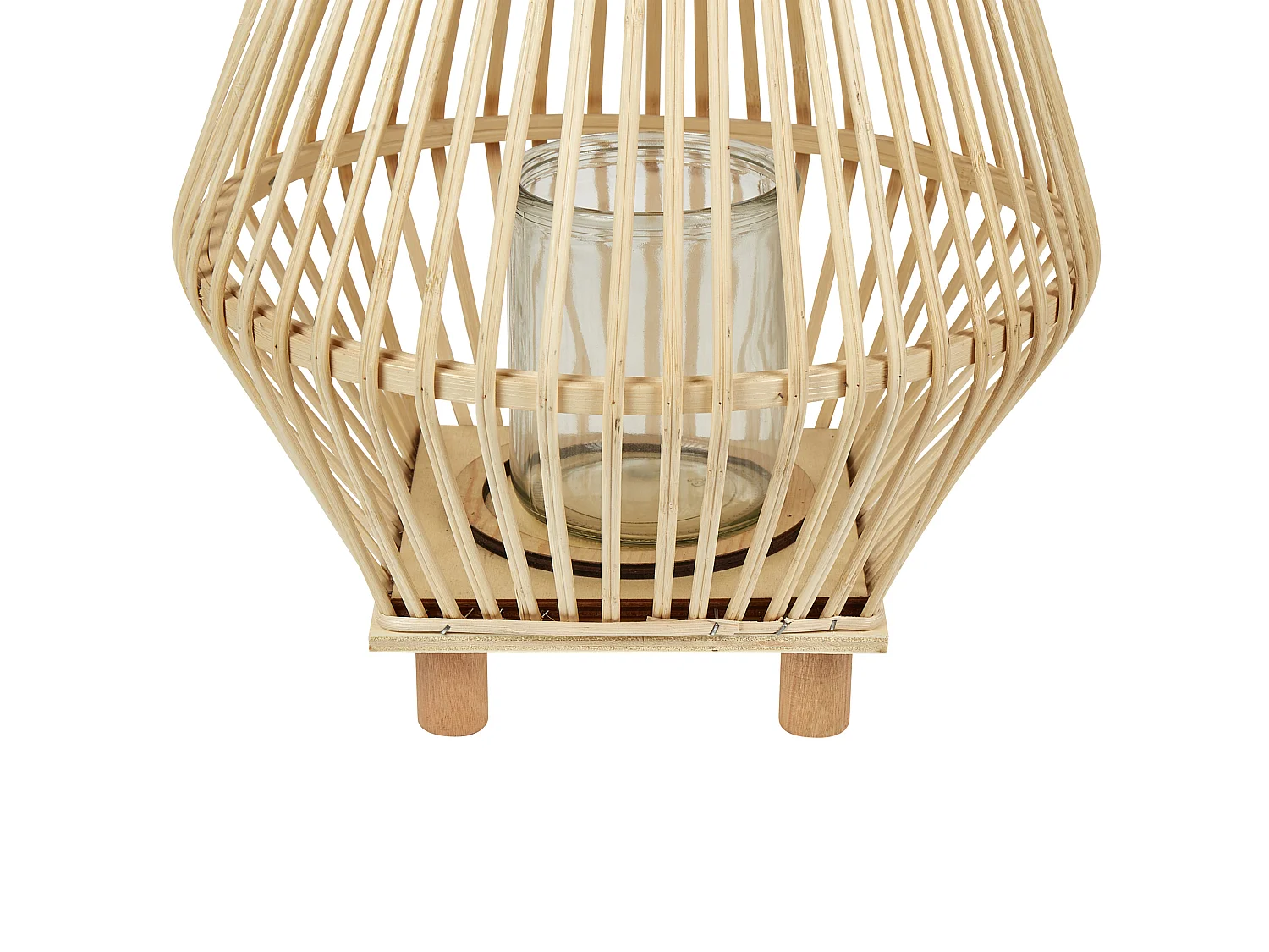 Lantern LEYTE Willow Wood 58 cm Light Brown