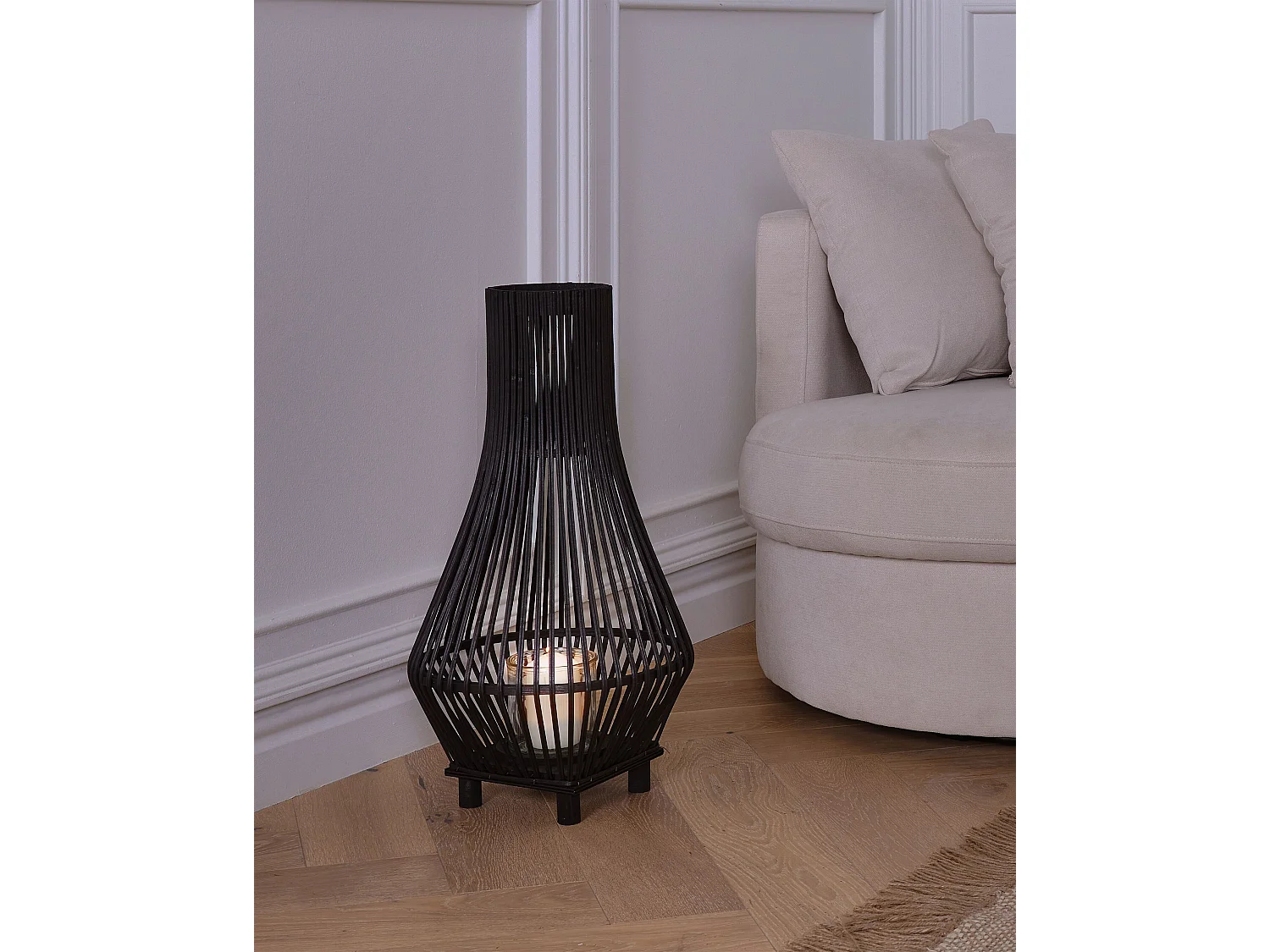 Lanterne LEYTE Bambou 58 cm Noir