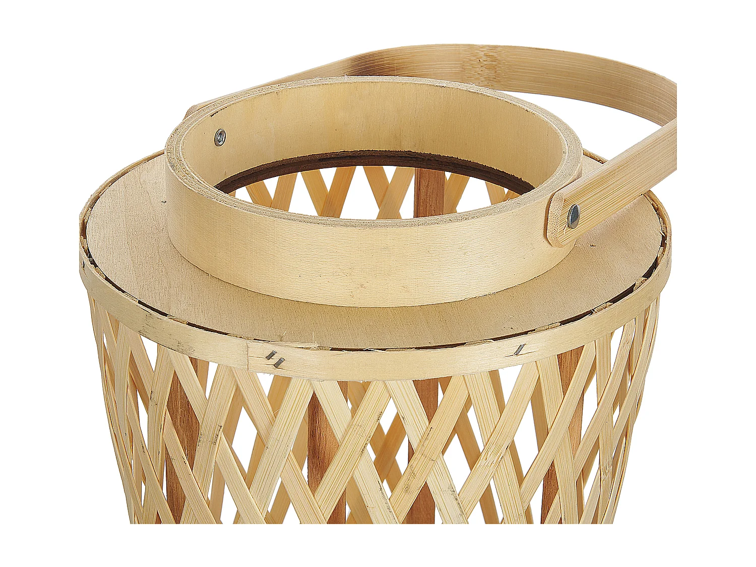 Dekorative Laterne Bambusholz hellbraun mit Glaseinsatz 38 cm Boho-Stil Mactan