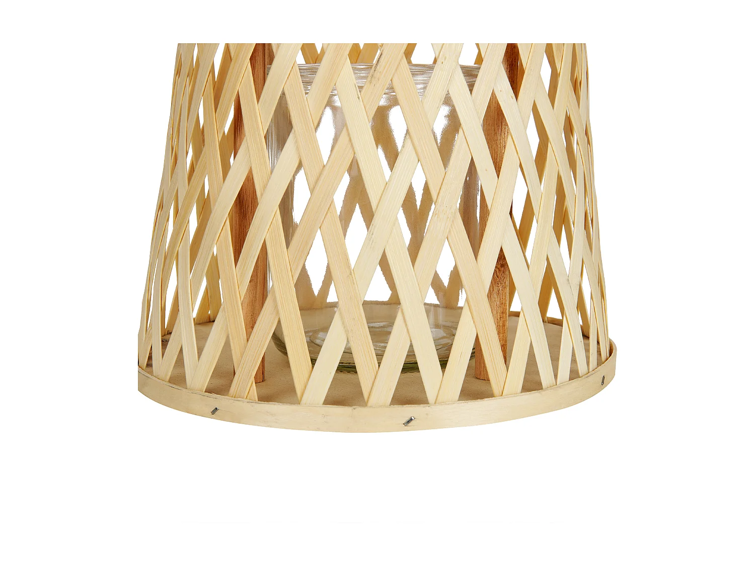 Dekorative Laterne Bambusholz hellbraun mit Glaseinsatz 38 cm Boho-Stil Mactan