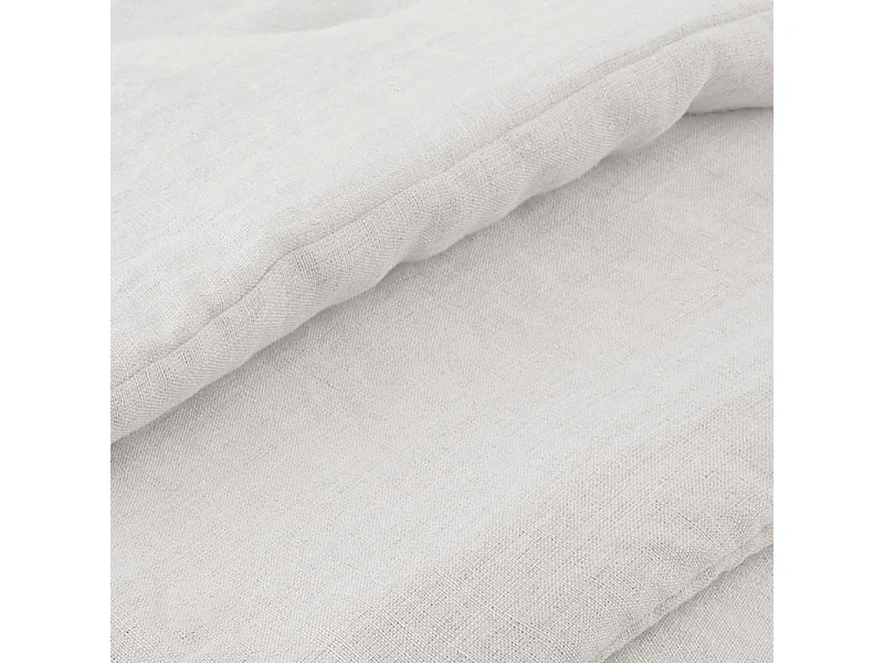 Édredon 150 x 150 cm lin lavé blanc avec 4 nouettes en jute - LUISA