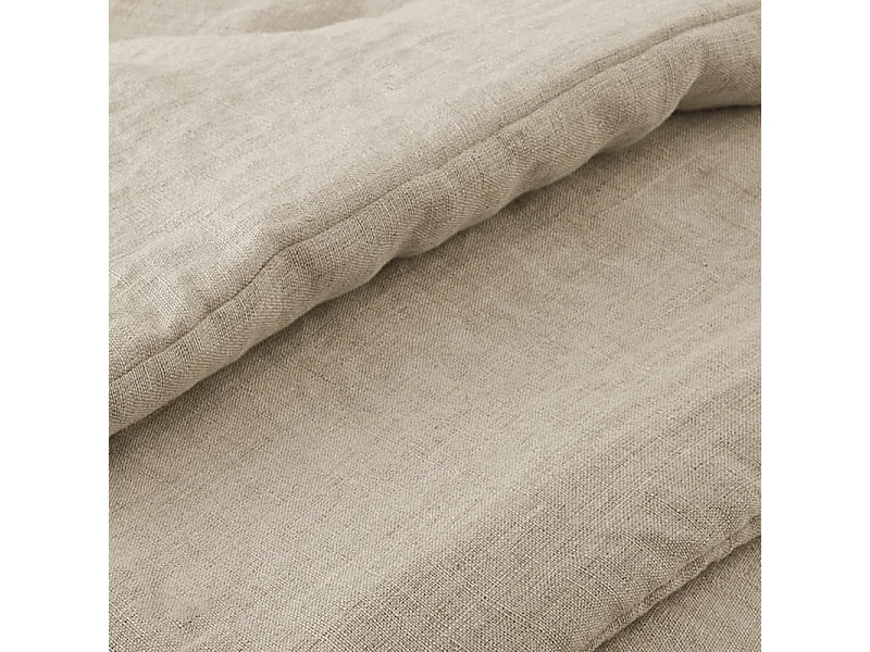 Édredon 150 x 150 cm lin lavé sable avec 4 nouettes en jute - LUISA