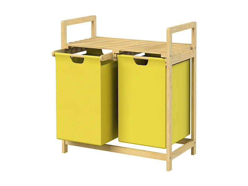 Cesta de la ropa de bambú colector de lavandería cesta del pecho 2 bolsas de lavandería clasificador de lavandería