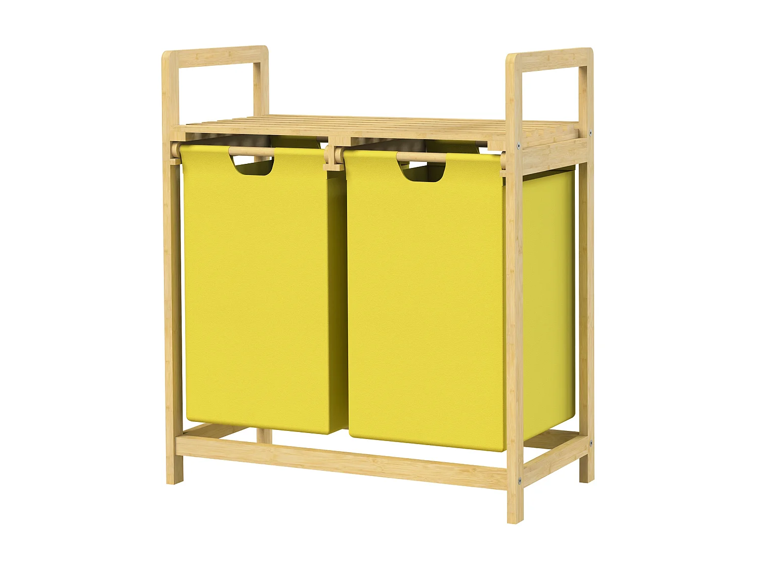 Cesta de la ropa de bambú colector de lavandería cesta del pecho 2 bolsas de lavandería clasificador de lavandería