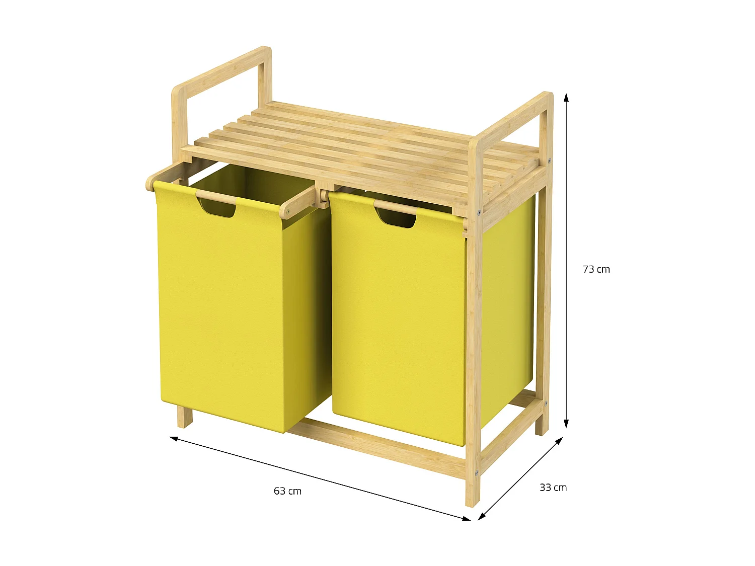 Cesta de la ropa de bambú colector de lavandería cesta del pecho 2 bolsas de lavandería clasificador de lavandería