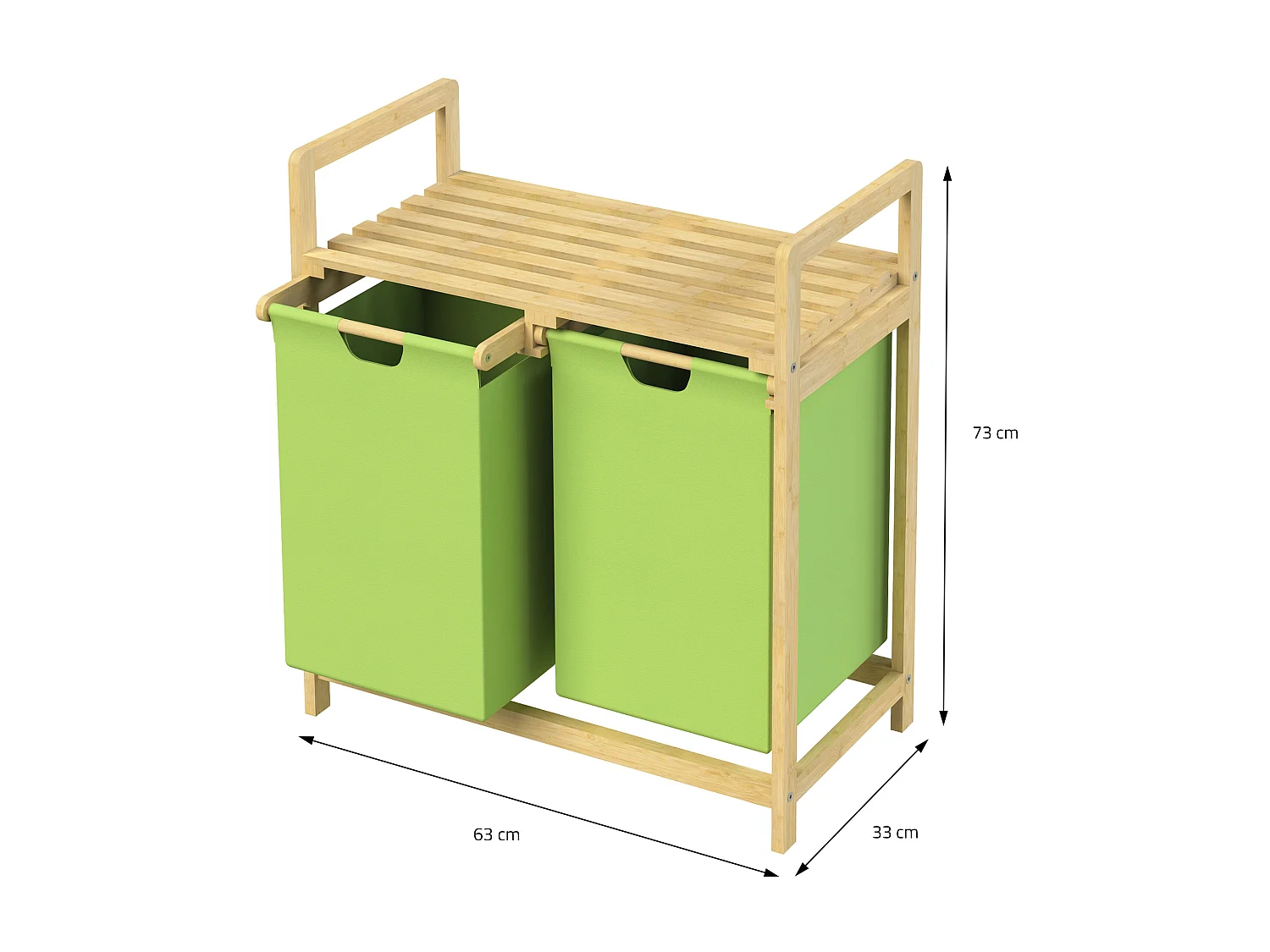 Cesta de lavandería de bambú colector de lavandería cesta de lavandería 2 bolsas de lavandería clasificador de lavandería