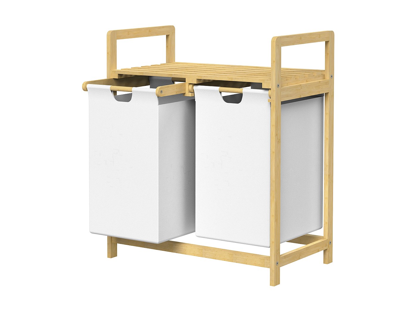 Cesta De Lavandería De Bambú HOMCOM - Clasificador Con 2 Bolsas Desmontables - 26 Kg De Capacidad