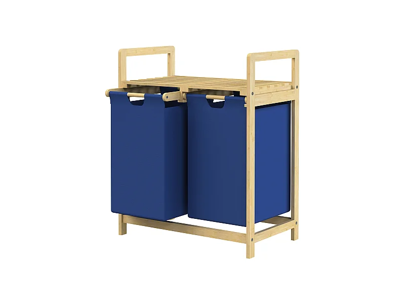 Cesto della lavanderia di bambù Raccoglitore della lavanderia Cesto della lavanderia 2 borse della lavanderia Smistatore della lavanderia