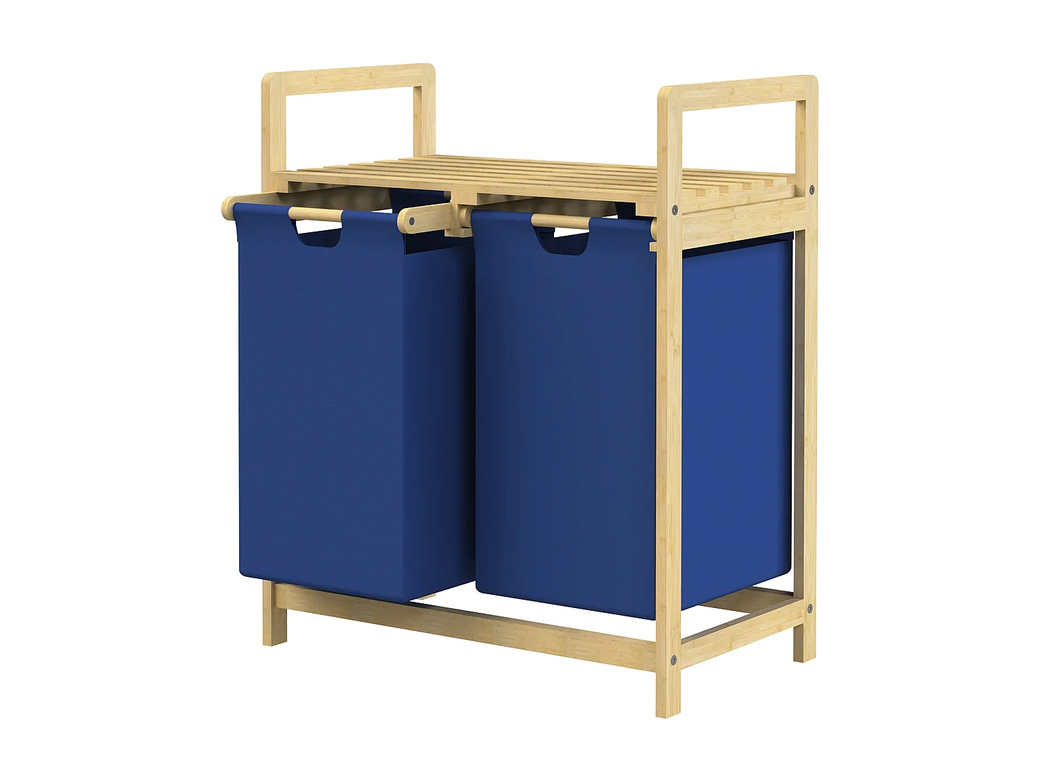 Cesta de lavandería de bambú Colector de lavandería cofre de lavandería cesta 2 bolsas de lavandería Clasificador de lavandería