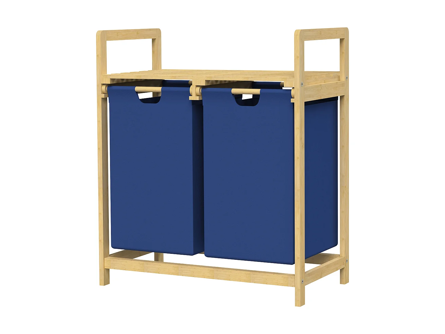 Cesta de lavandería de bambú Colector de lavandería cofre de lavandería cesta 2 bolsas de lavandería Clasificador de lavandería