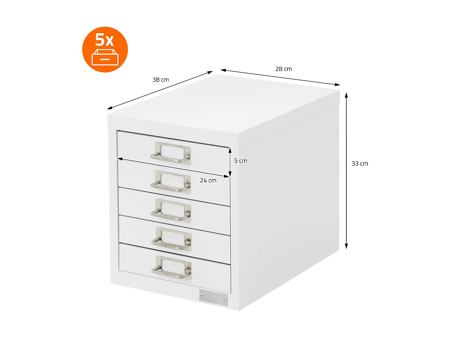 Armadio per archiviazione Armadio in metallo Armadio in acciaio Armadio per ufficio con 5 cassetti Bianco