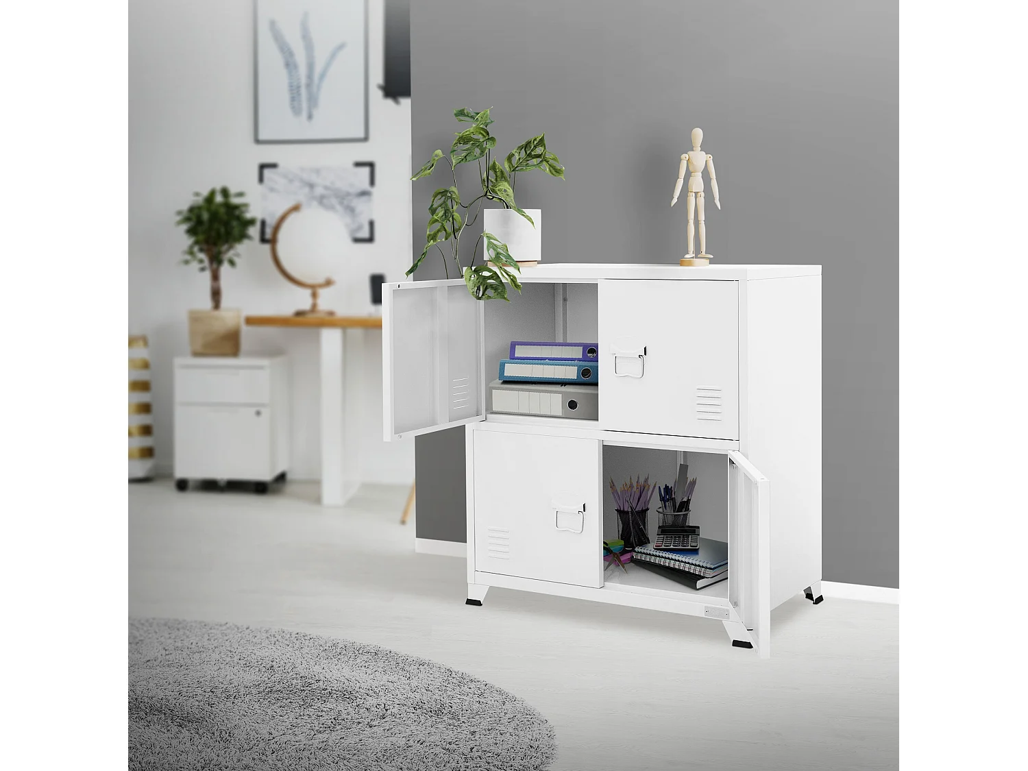 Armoire de bureau Armoire métallique avec étagères Armoire en acier 75x40x80,5cm