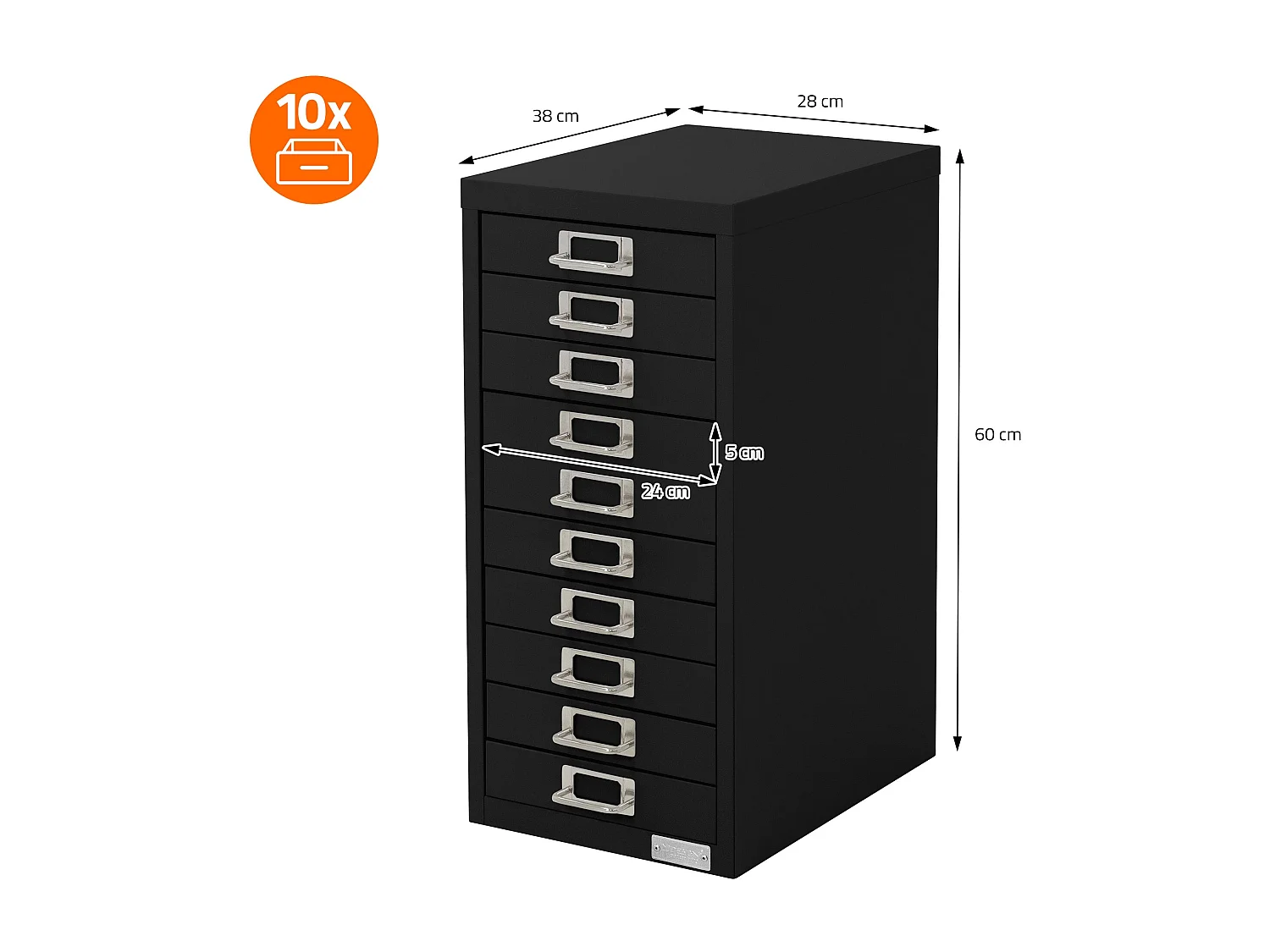 Armoire à dossiers métallique Armoire à tiroirs Armoire de bureau avec 10 tiroirs