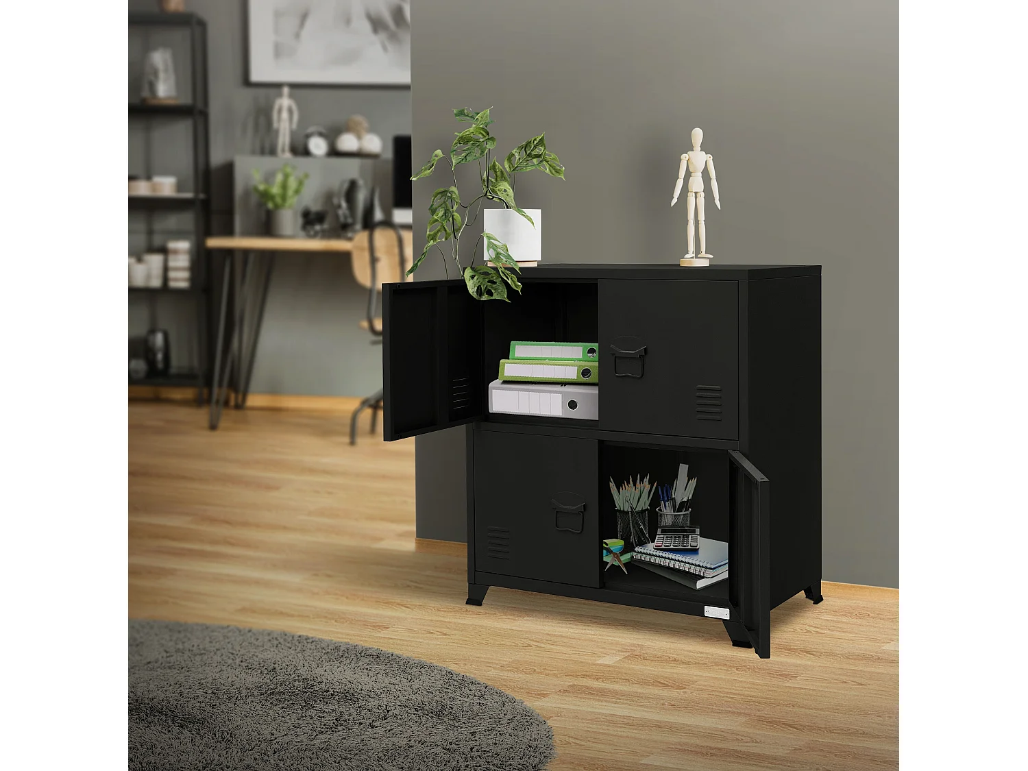 Armoire de bureau Armoire à dossiers en métal avec étagères 75x40x80,5cm