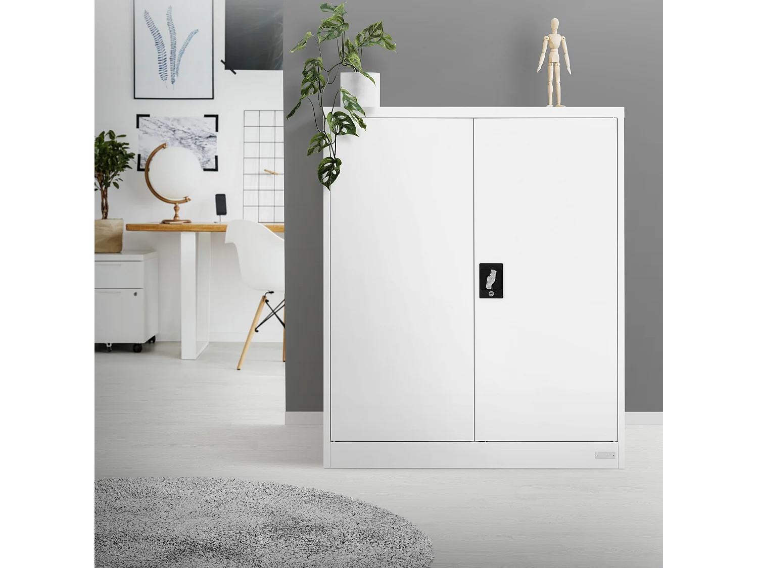 Armoire de bureau Armoire à dossiers en acier Armoire métallique verrouillable 90x40x109 cm