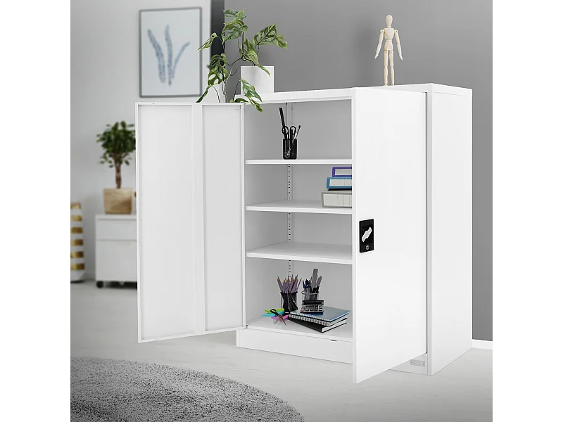 Armadio per ufficio Armadio in acciaio Armadio per archiviazione Armadio metallico chiudibile 90x40x109 cm
