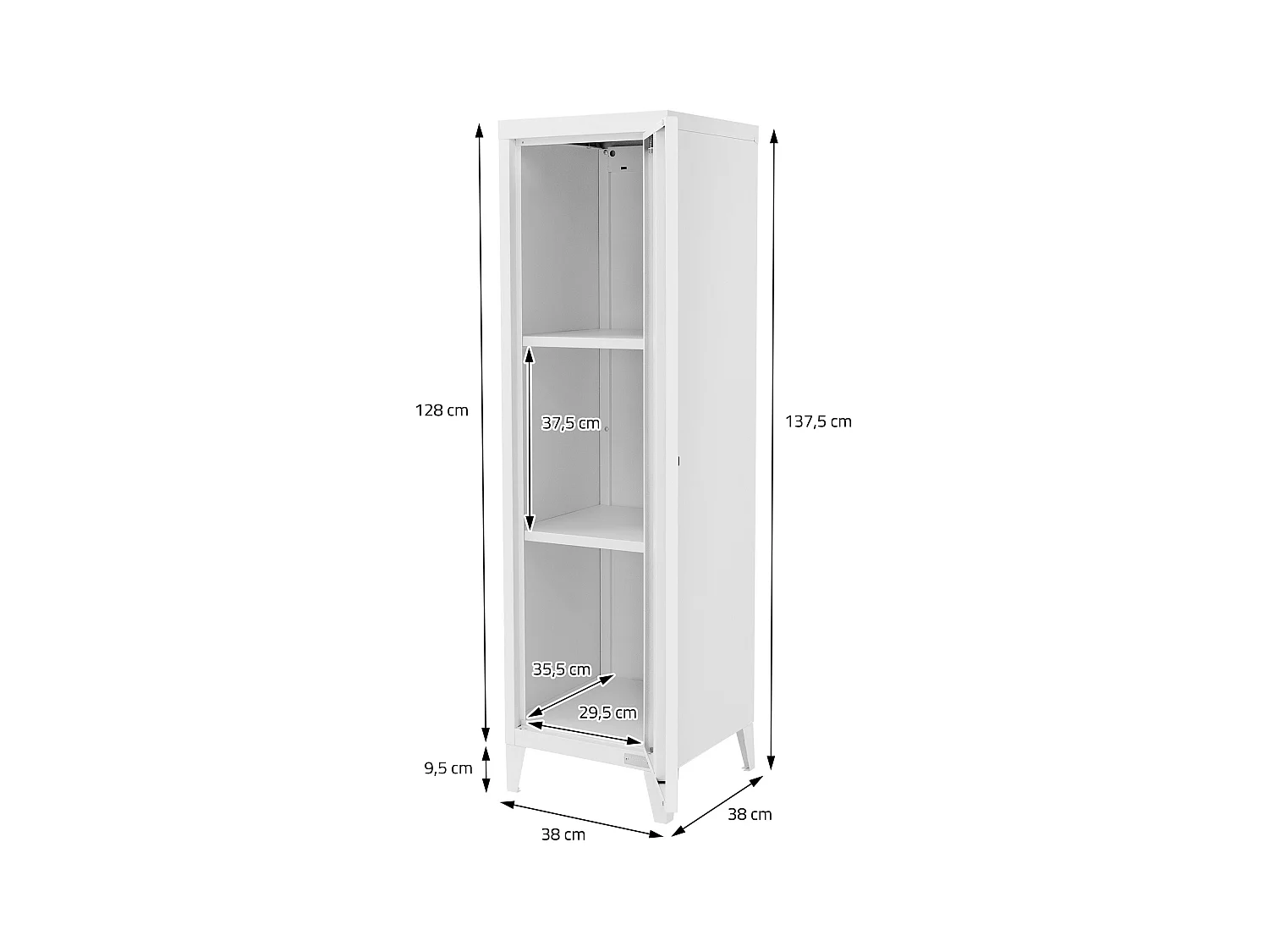 Armoire de bureau Armoire en acier Armoire métallique 38x38x137,5 cm Blanc