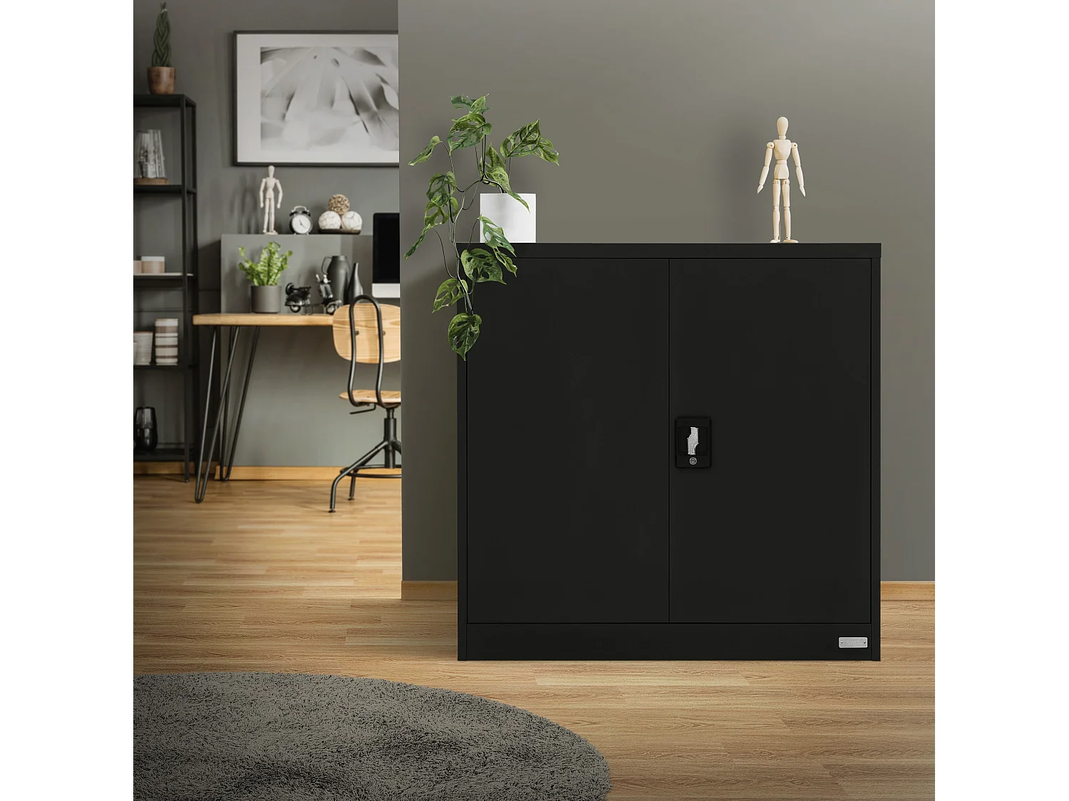 Armoire de bureau Armoire en acier Armoire à dossiers Verrouillable Armoire métallique 90x40x90 cm