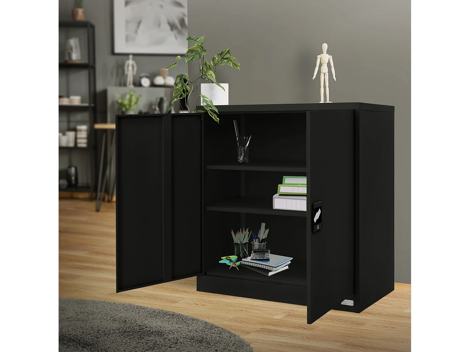 Armoire de bureau Armoire en acier Armoire à dossiers Verrouillable Armoire métallique 90x40x90 cm