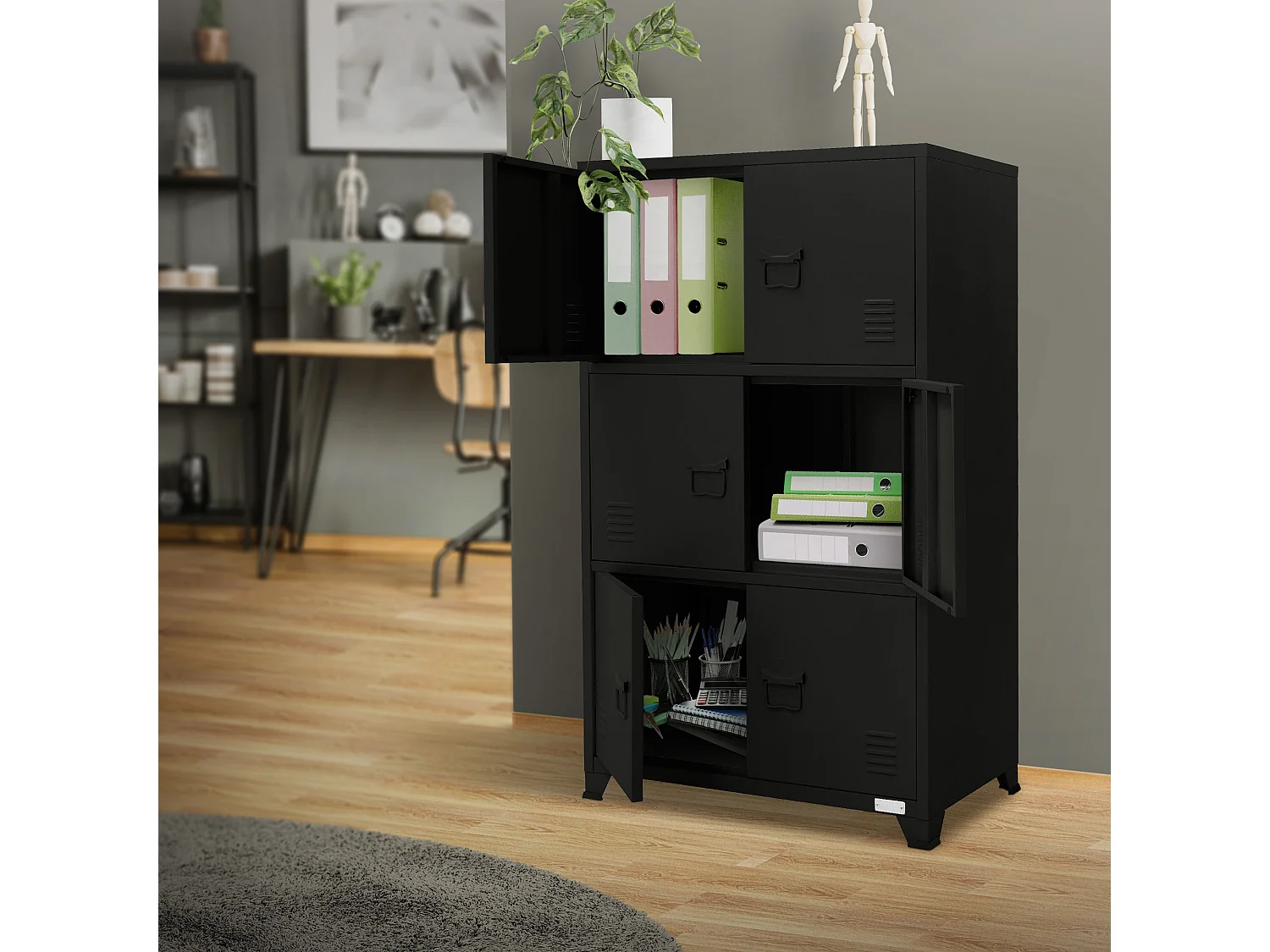 Armario de oficina Armario archivador Armario metálico Armario de acero con estantes 75x40x120 cm