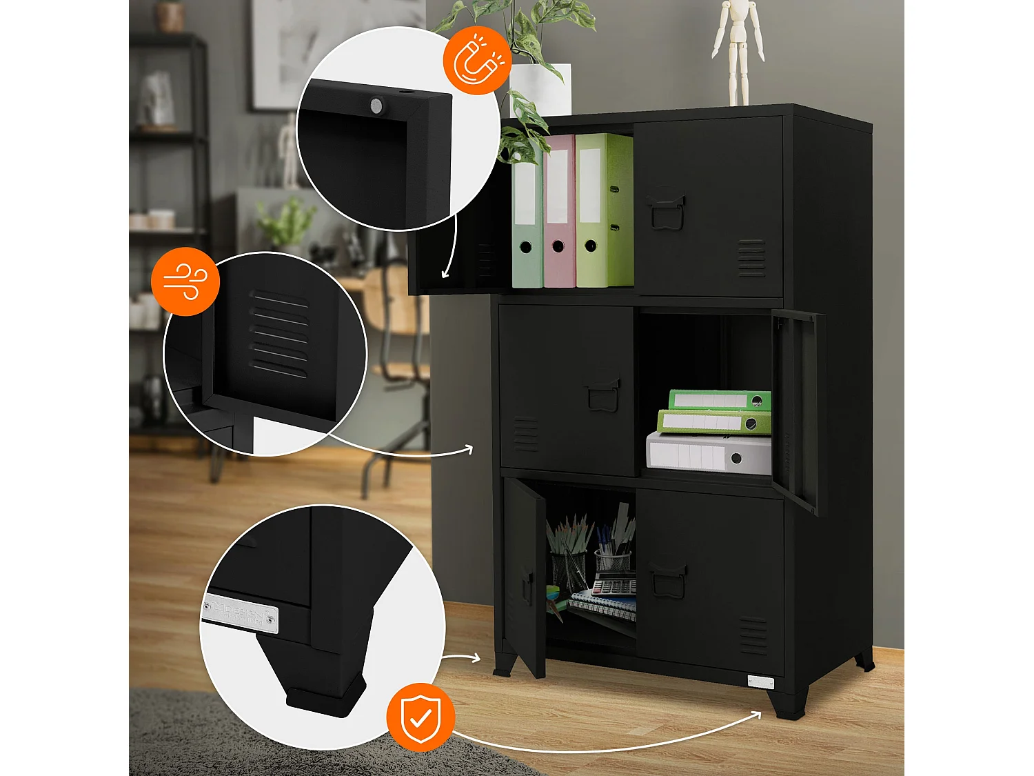 Armadio per ufficio Armadio metallico Armadio in acciaio con ripiani 75x40x120 cm