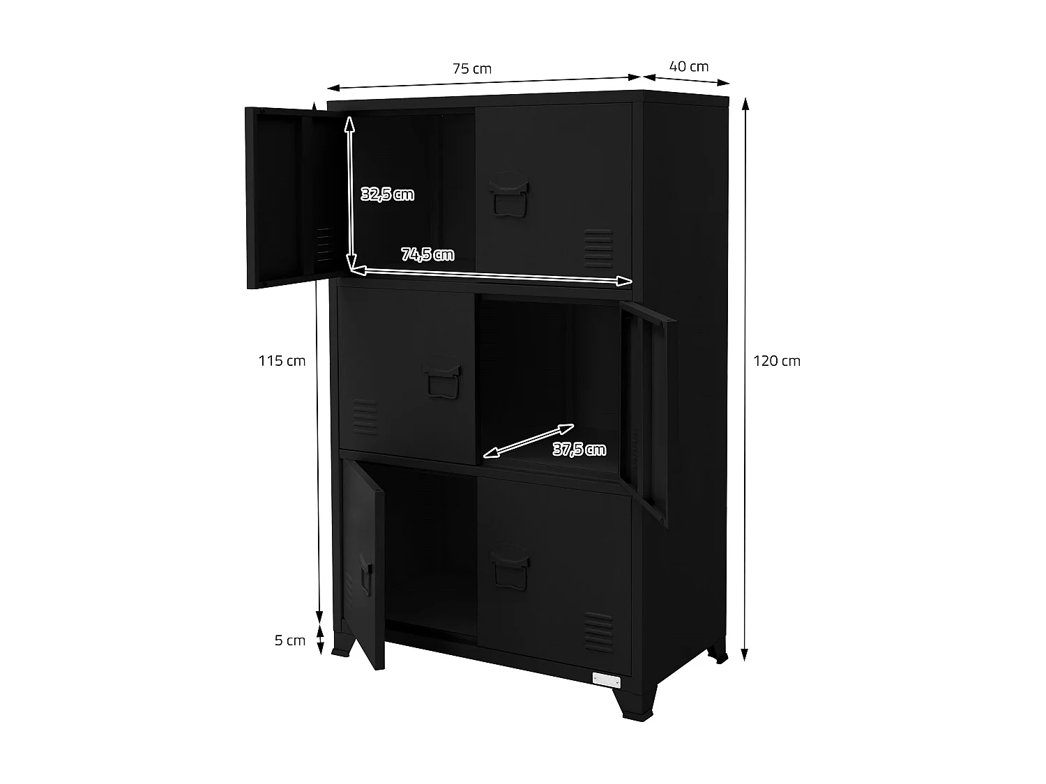 Armadio per ufficio Armadio metallico Armadio in acciaio con ripiani 75x40x120 cm