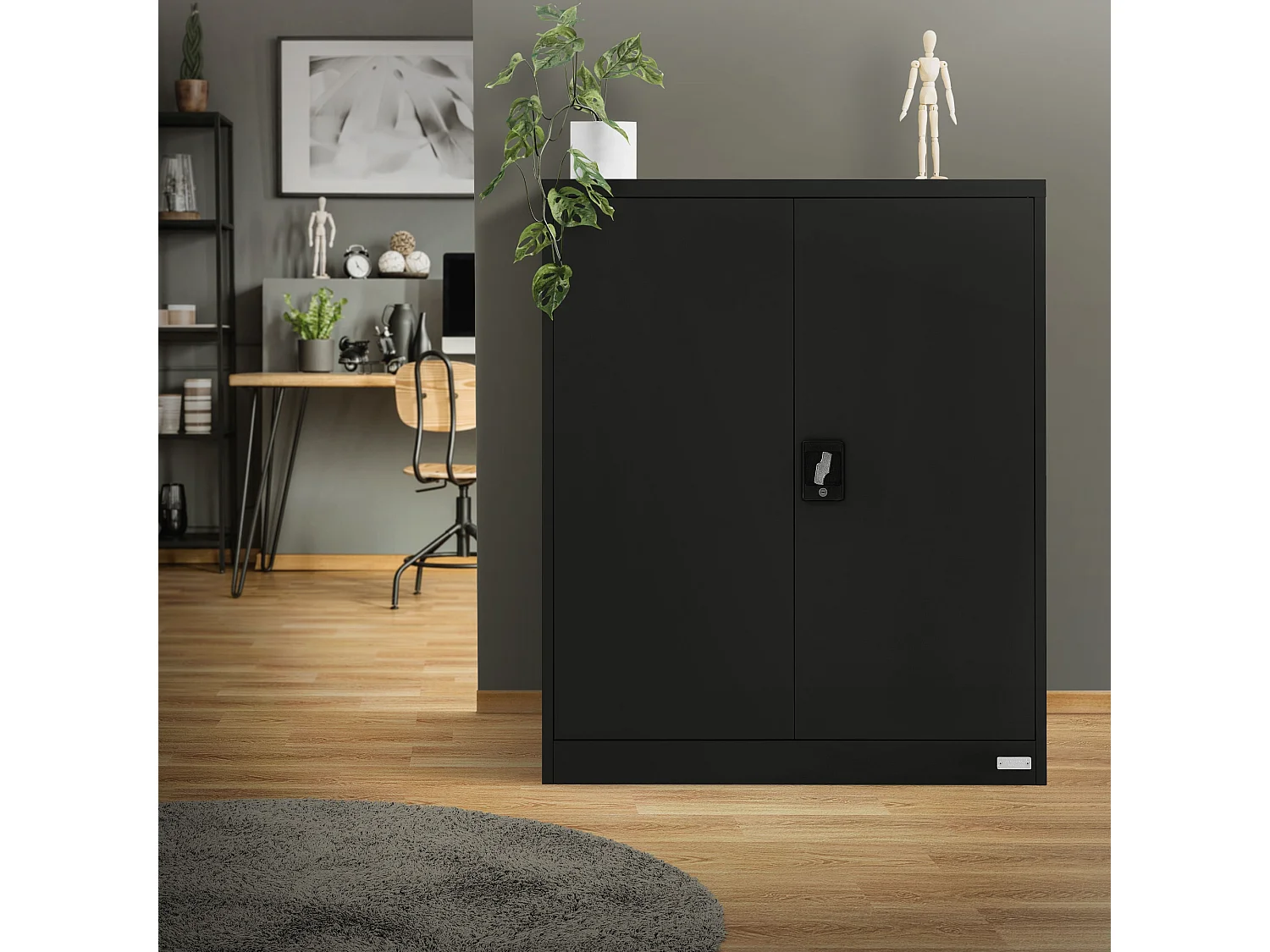 Armoire de bureau Armoire à dossiers en acier Armoire métallique Verrouillable 90x40x109 cm