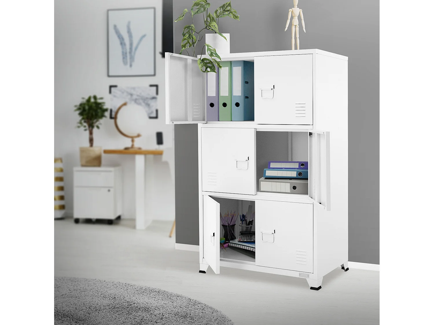 Armoire de bureau Armoire de classement Armoire métallique avec étagères Armoire acier 75x40x120 cm