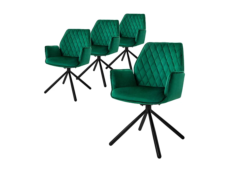 Lote de 4 sillas de comedor giratorias sillón de comedor sillón de salón de terciopelo giratorio 180