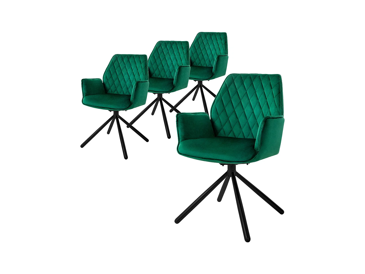 Set de 4 chaises pivotantes Chaise de salle à manger Fauteuil pivotant 180° Velours Chaise de salon