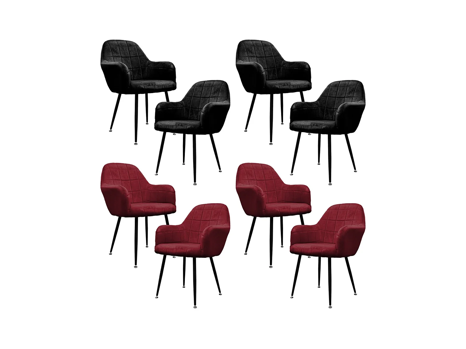 Chaises de salle à manger Chaise de salon Chaises Set de 8 Bordeaux Noir