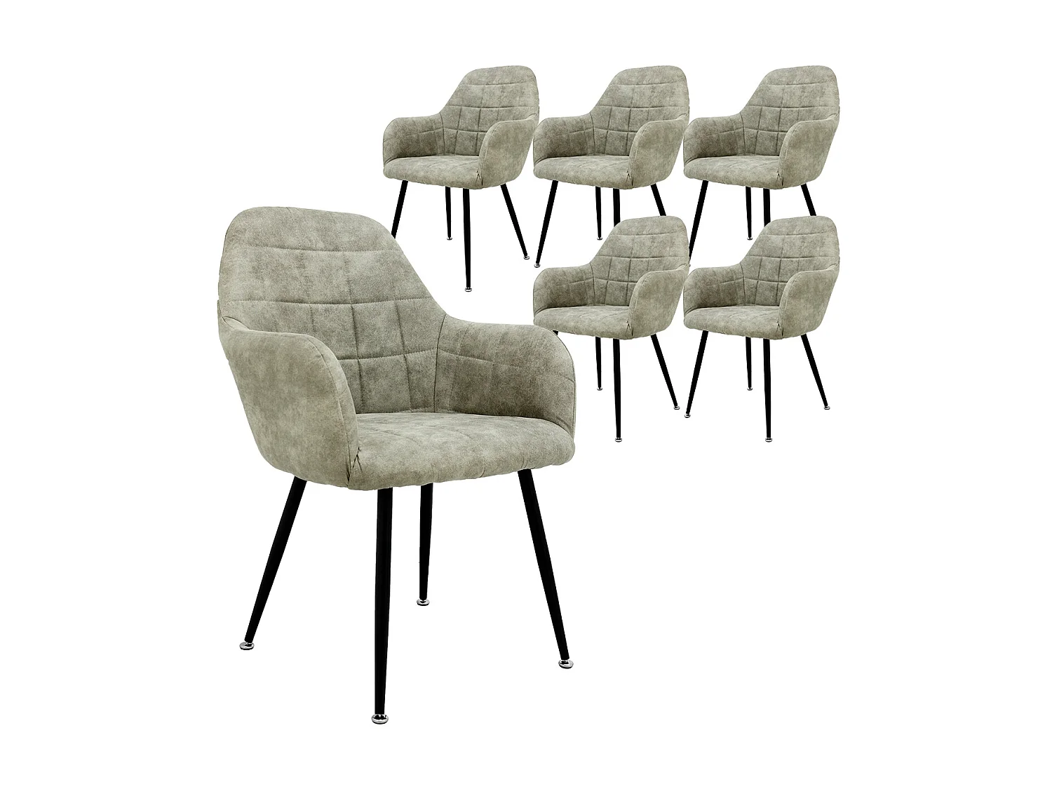 Juego de 6 sillas de comedor sillas de salón de diseño silla de comedor de piel sintética conjunto de oliva